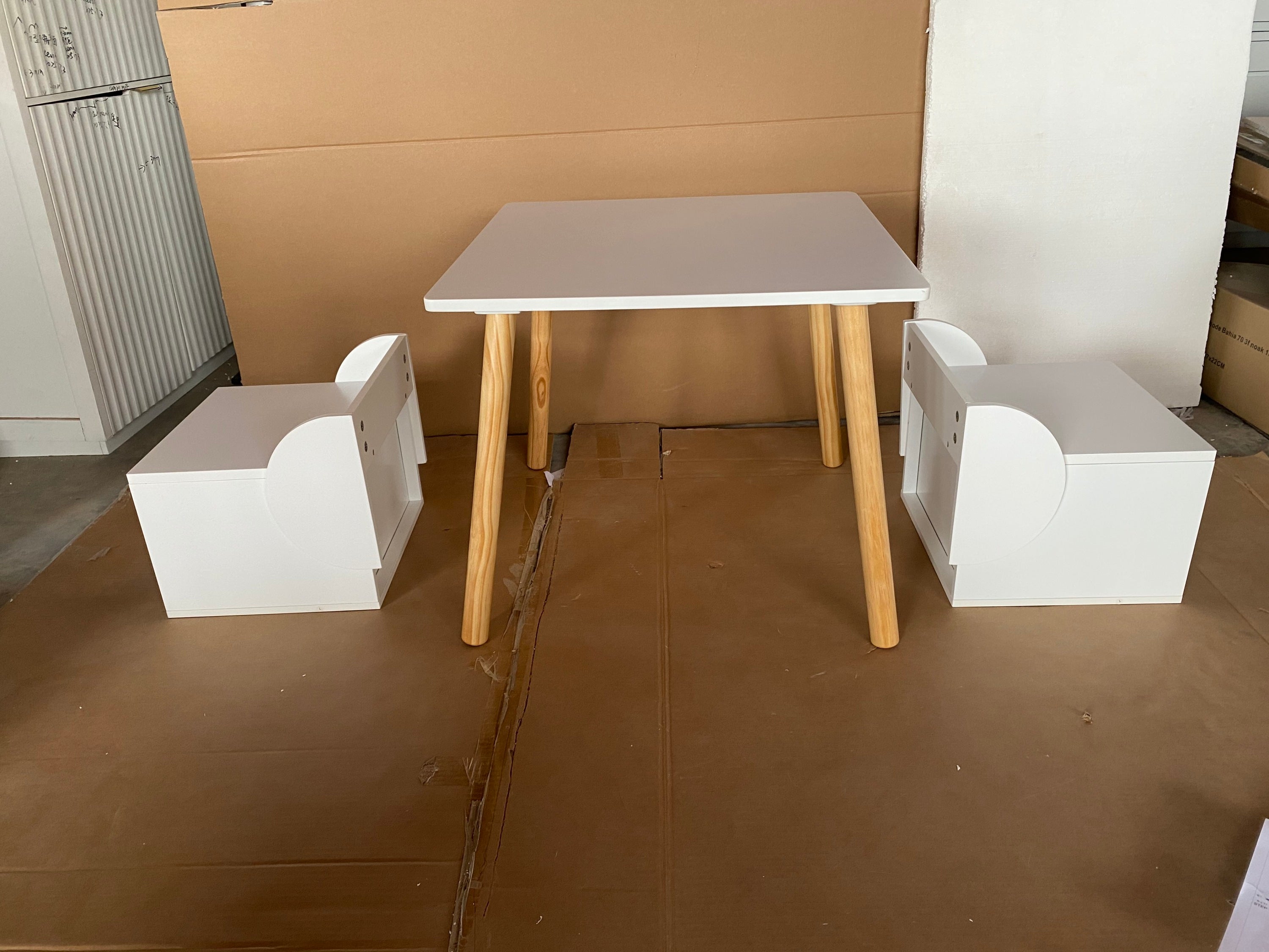 Kids Table and 2 Chair Set with Storage Bins, 3-Piece Toddler Activity Play Table for Arts & Crafts, Reading, Drawing, Wooden