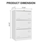 Contemporary White Metal Lateral File Cabinet with Lock, 3 Drawer Office Storage for Legal/Letter/A4/F4 | Premium Home Decor 