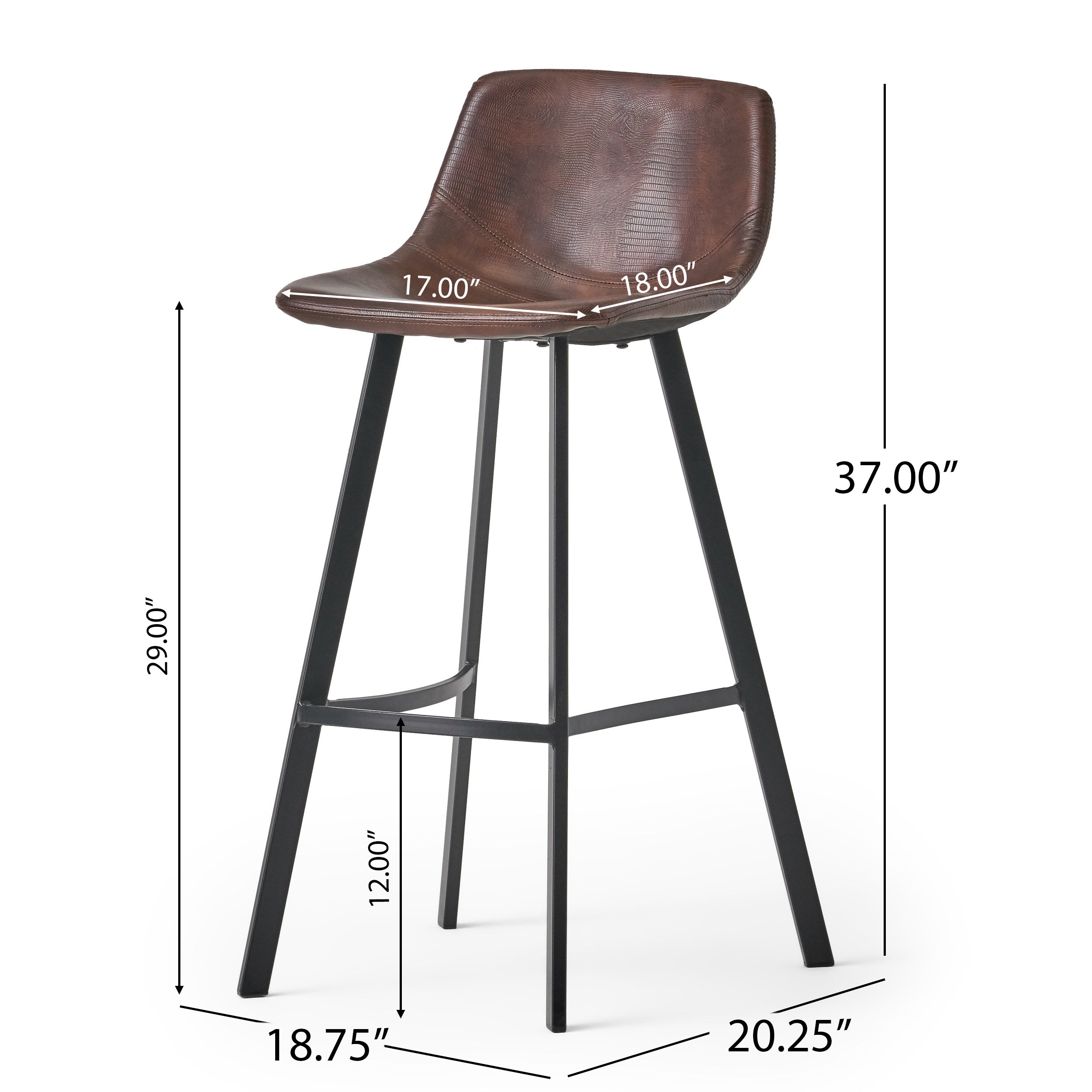 Set of 2 30' Dax Faux Leather Barstool Brown - Grand Goldman Shop