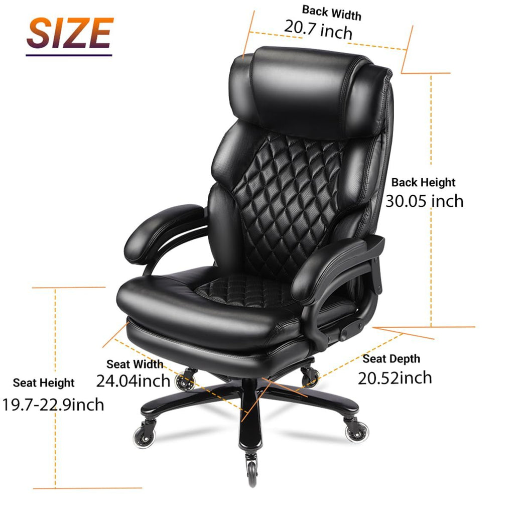 500lbs Big and Tall Office Chair for Heavy People Executive Office Chair with Wide Spring Seat Computer Desk Chair 360 Swivel