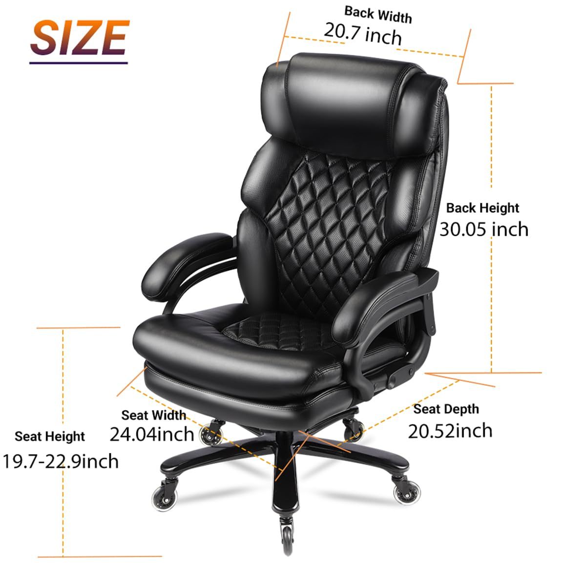 500lbs Big and Tall Office Chair for Heavy People Executive Office Chair with Wide Spring Seat Computer Desk Chair 360 Swivel