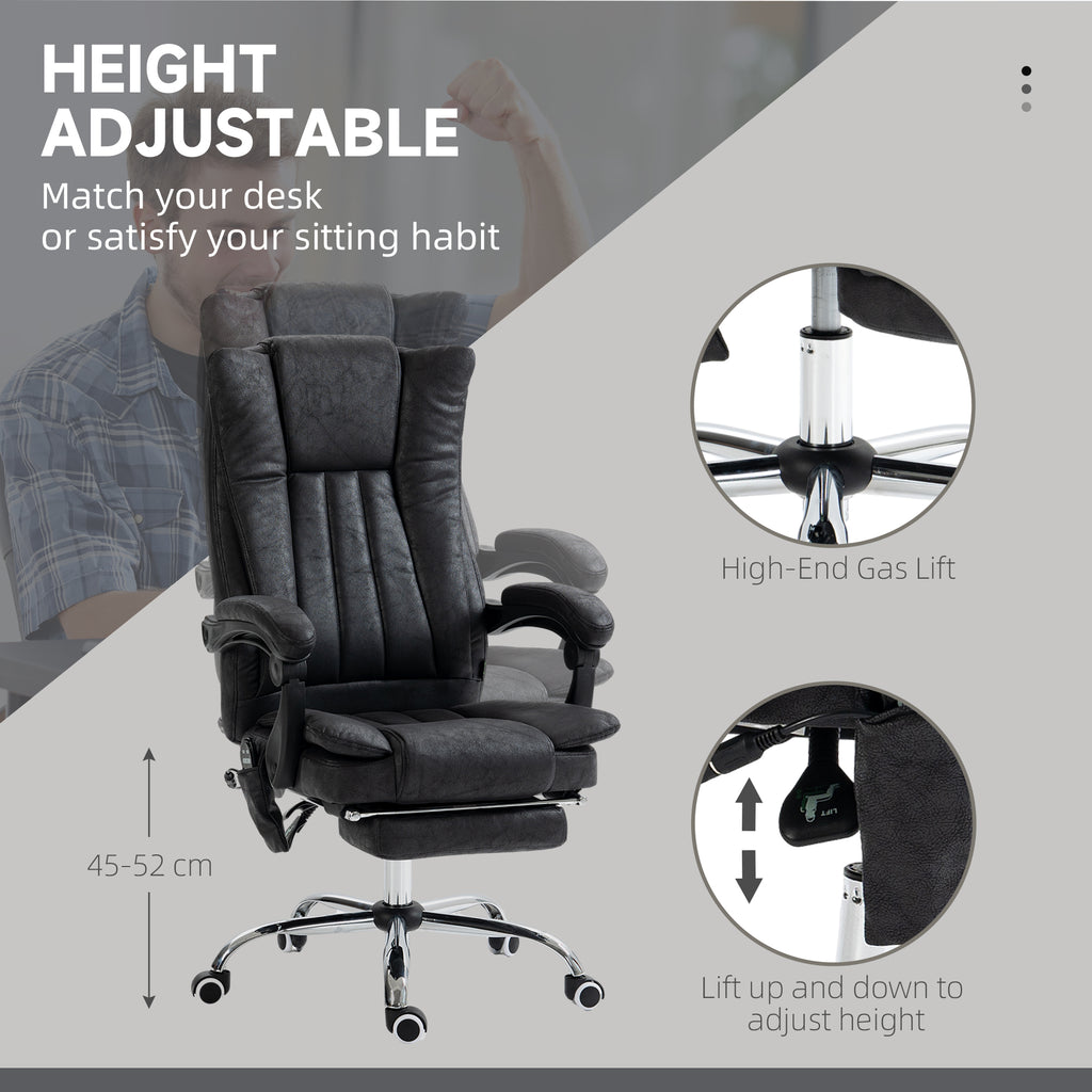 Vinsetto Microfiber Office Chair, High Back Computer Chair with 6 Point Massage, Heat, Adjustable Height and Retractable Foot