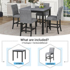 TOPMAX 5-Piece Counter Height Dining Set Wood Square Dining Room Table and Chairs Stools w/Footrest & 4 Upholstered high-back Chairs,Black - Grand Goldman Shop