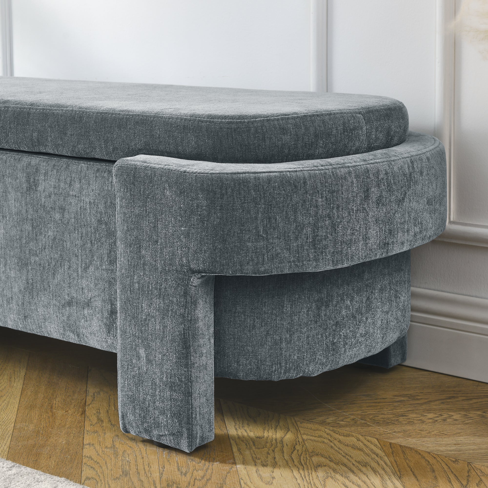 Chenille Upholstered Bench with Large Storage Space for the Living Room, Entryway and Bedroom,Grey,( 51.5''x20.5''x17'' ) - Grand Goldman Shop