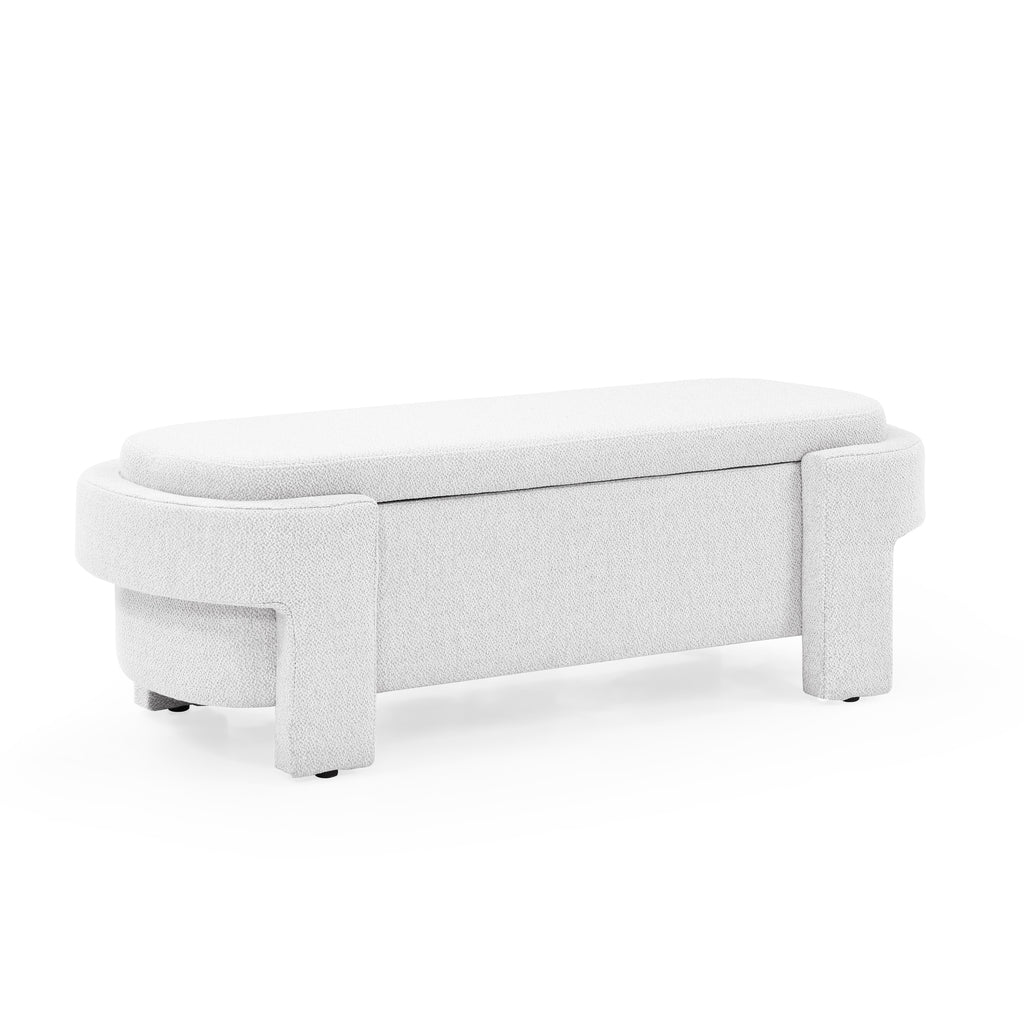 Linen Fabric Upholstered Bench with Large Storage Space for the Living Room, Entryway and Bedroom,White,( 51.5''x20.5''x17'' ) - Grand Goldman Shop