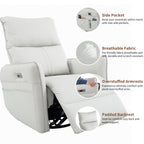 270° Power Swivel Rocker Recliner Chair, PU Leather Electric Glider Reclining Sofa with USB Ports, Power Swivel Glider, Rocking Chair,Nursery Recliners for Living Room Bedroom(Light Gray+270°Swivel) - Grand Goldman Shop