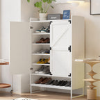 Shoe Cabinet with Doors, 6-Tier Shoe Storage Cabinet with Adjustable Shelves, Wooden Shoes Rack Shoe Storage Organizer for Entryway, Hallway, Closet, Living Room - Grand Goldman Shop