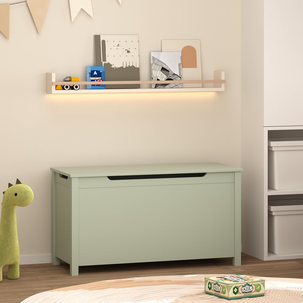Kids Wooden Toy Box Storage with Safety Hinged Lid for Ages 2+ (Sage) | Premium Home Decor - Grand Goldman