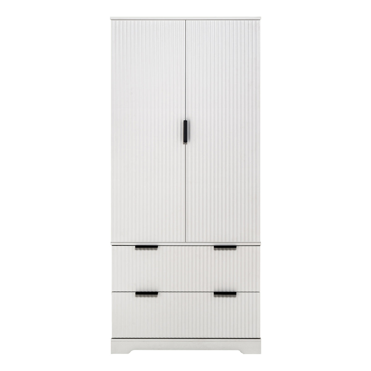 72' Modern Fluted Kitchen Pantry Cabinet with 2 Large Drawers & 8-Door Spice Rack, White MDF Freestanding Storage Organizer for Bathroom, Dining Room, Office, Entryway - Grand Goldman Shop