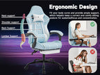 Gaming chair, Computer Chair Ergonomic Chair with Footrest Office Chair Ergonomic Computer Chair with Lumbar Backrest Bluewhi