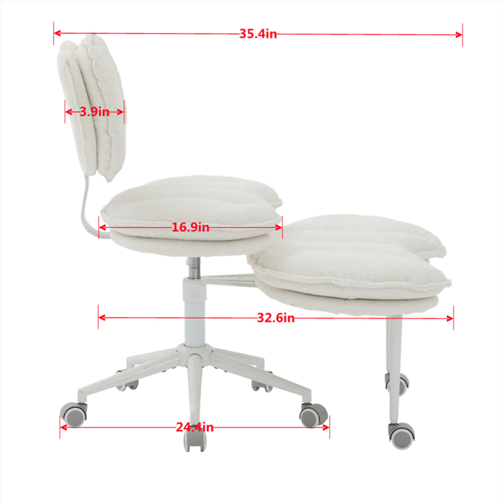 Meditation Chair Plus, Teddy Fleece Double-Layer Padding Cross Legged Rolling Chair for ADHD, Criss Cross Desk Chair with Lum