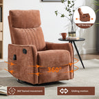 Orange Heat Massage Manual Recliner Chair with Rocker and Swivel in Fabric for Living Room - Grand Goldman Shop