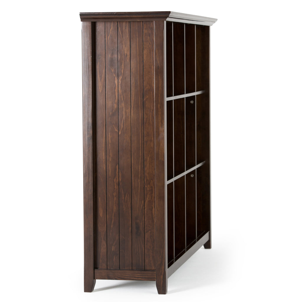 Acadian 12 Cube Storage in Dark Brown Solid Wood with Transitional Design, 57W x 15.75D x 48H inches | Premium Home Decor - G