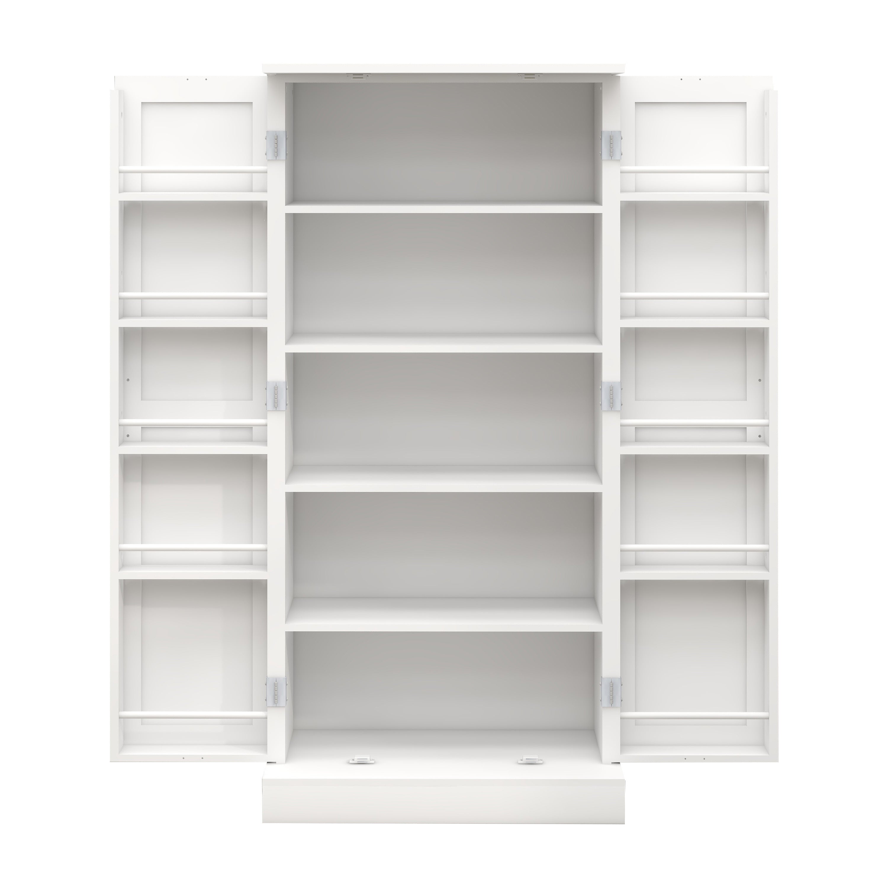50' LED Kitchen Pantry Cabinet,Freestanding Buffet Cupboards Sideboard with 2 Doors with Racks and 2 Adjustable Shelves for Kitchen, Living Room and Dinning Room-White - Grand Goldman Shop