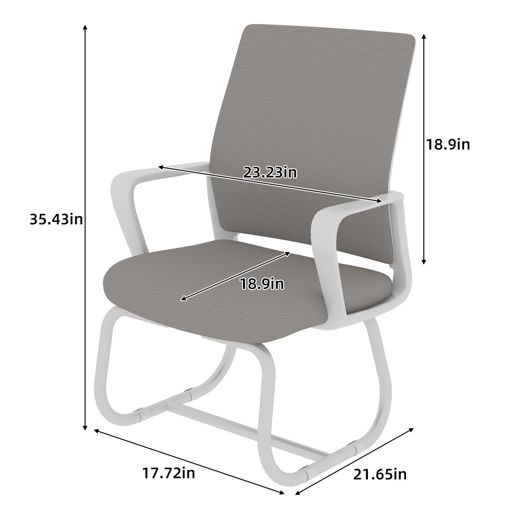 Minimalist Modern Office Chair with Metal Frame, Soft Mesh Backrest, White+Gray, for Home and Office Use - Grand Goldman