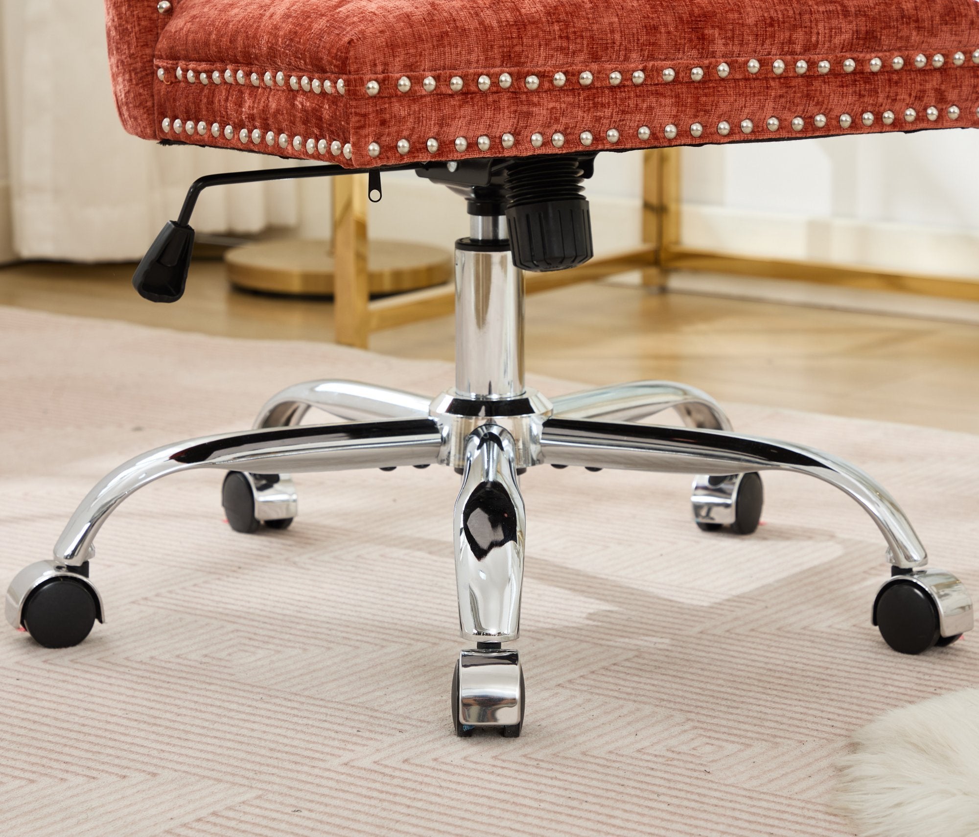 A&A Furniture Office Chair,Modern Chenille Upholstered Tufted Button Home Office Chair with Chrome Metal Base,Adjustable Desk