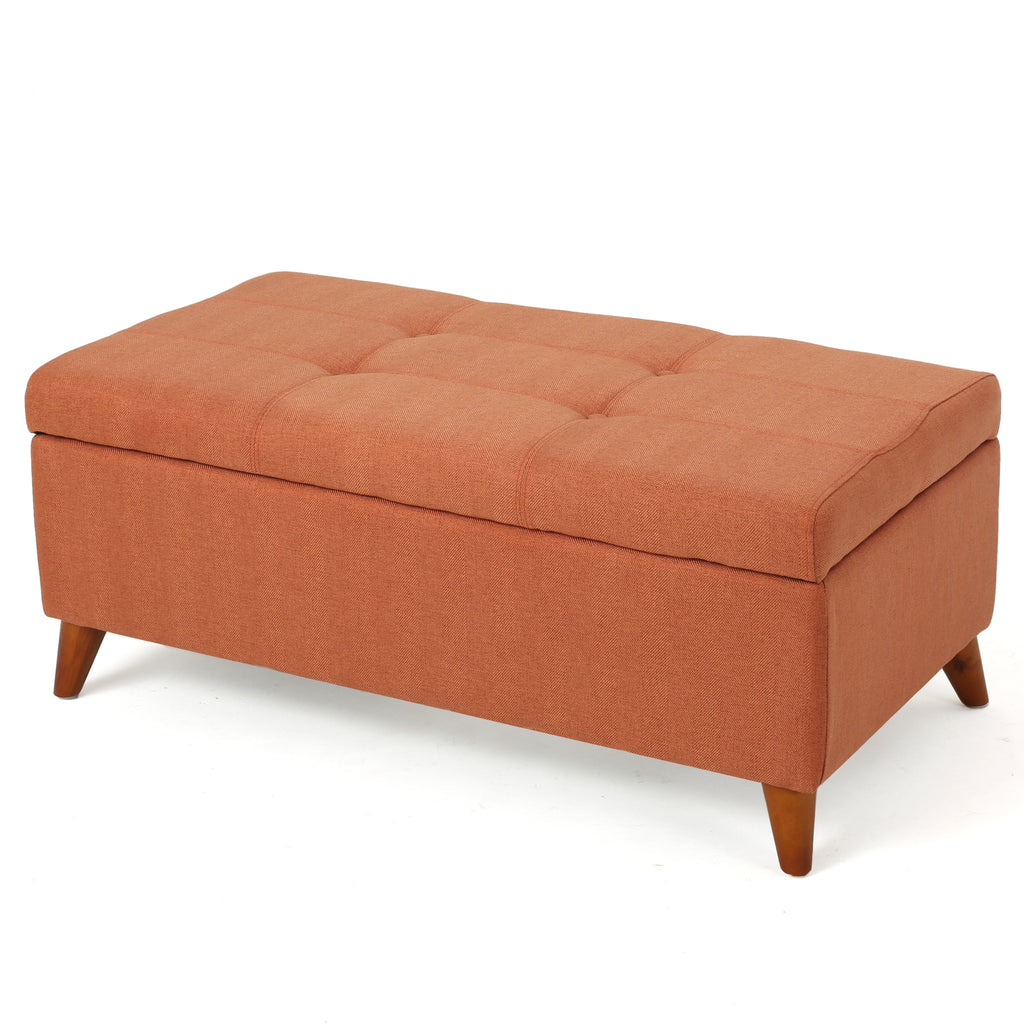 Home Decor, Tufted Ainsley Button Storage Ottoman Bench with Hinged Lid , Ottoman Bench with Storage for Living Room & Bedroom,solid wood leg - Grand Goldman Shop