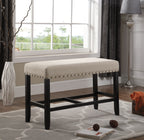 Biony Fabric Counter Height Dining Bench with Nailhead Trim, Tan - Grand Goldman Shop