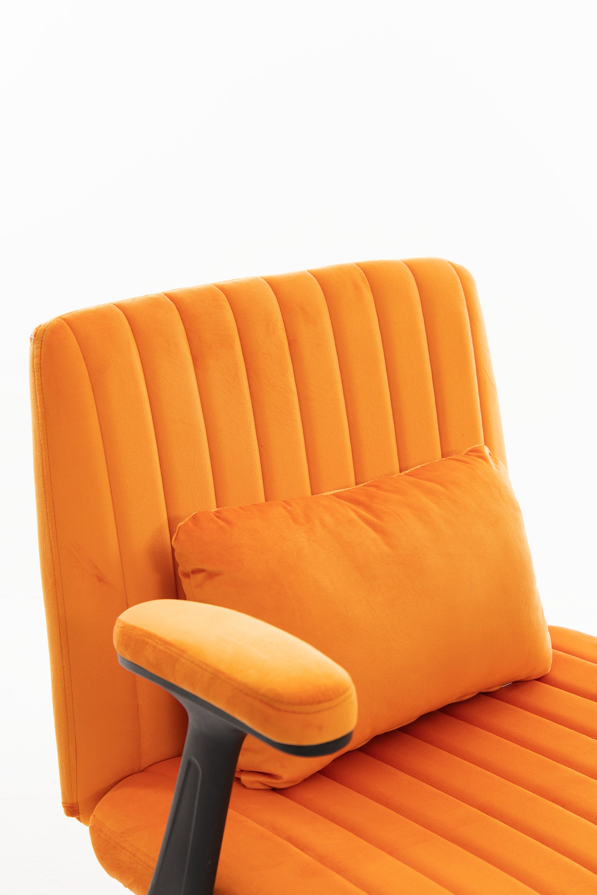 Orange Velvet Criss Cross Armrest Office Chair with Wheels - Stylish for Home Office, Gaming & Makeup - Grand Goldman