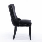 Upholstered Wing-Back Dining Chair with Backstitching Nailhead Trim and Solid Wood Legs,Set of 2, Black,SW8809BK, KD - Grand Goldman Shop