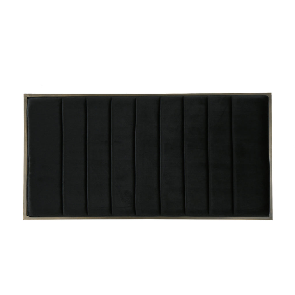 Upholstered Velvet Ottoman Bench with Brass Finish, Black - Grand Goldman Shop