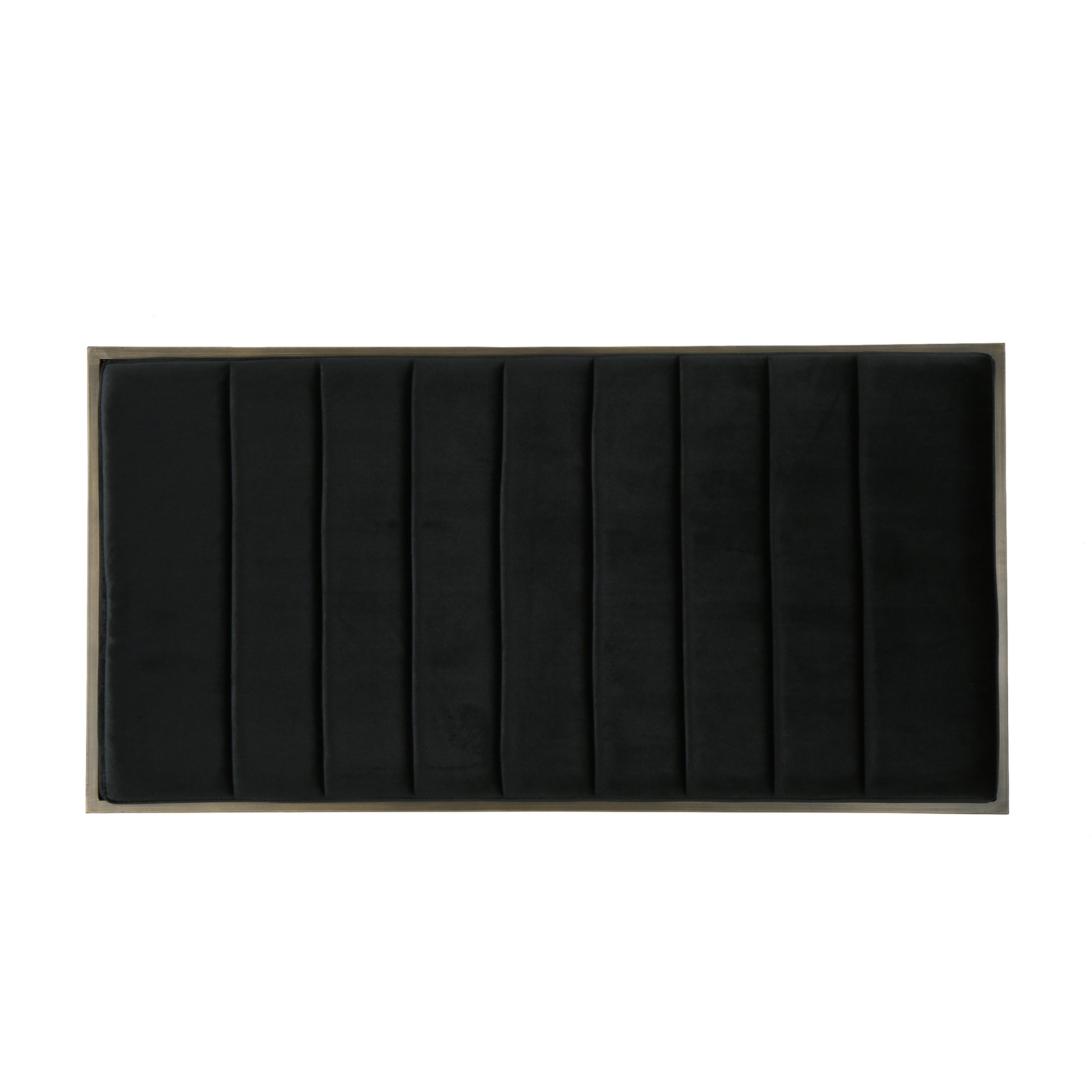 Upholstered Velvet Ottoman Bench with Brass Finish, Black - Grand Goldman Shop