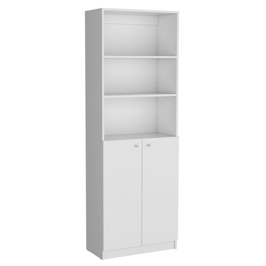 Hialeah 3 Piece Home Bookcase set, 74' Wide with 10 Shelves and Two Double-Door Cabinet ,  Living Room Set  White | Premium H