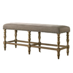 Birmingham Microfiber Upholstered Counter Height Bench with Nail Head Trim in Driftwood Finish - Grand Goldman Shop