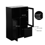Modern MDF Painted Cabinet with Glass Doors and Drawer, Black, Bedroom or Living Room Storage - Grand Goldman Shop