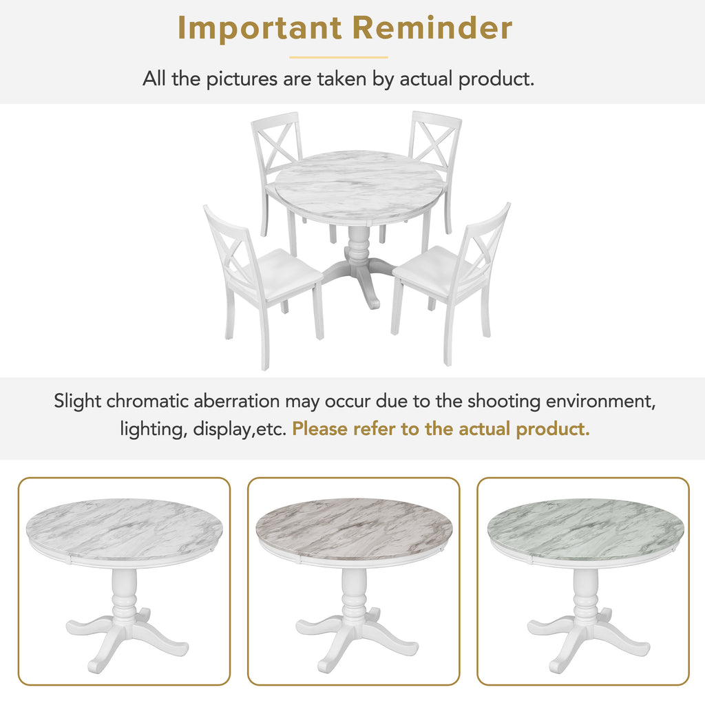 Orisfur. 5 Pieces Dining Table and Chairs Set for 4 Persons, Kitchen Room Solid Wood Table with 4 Chairs - Grand Goldman Shop