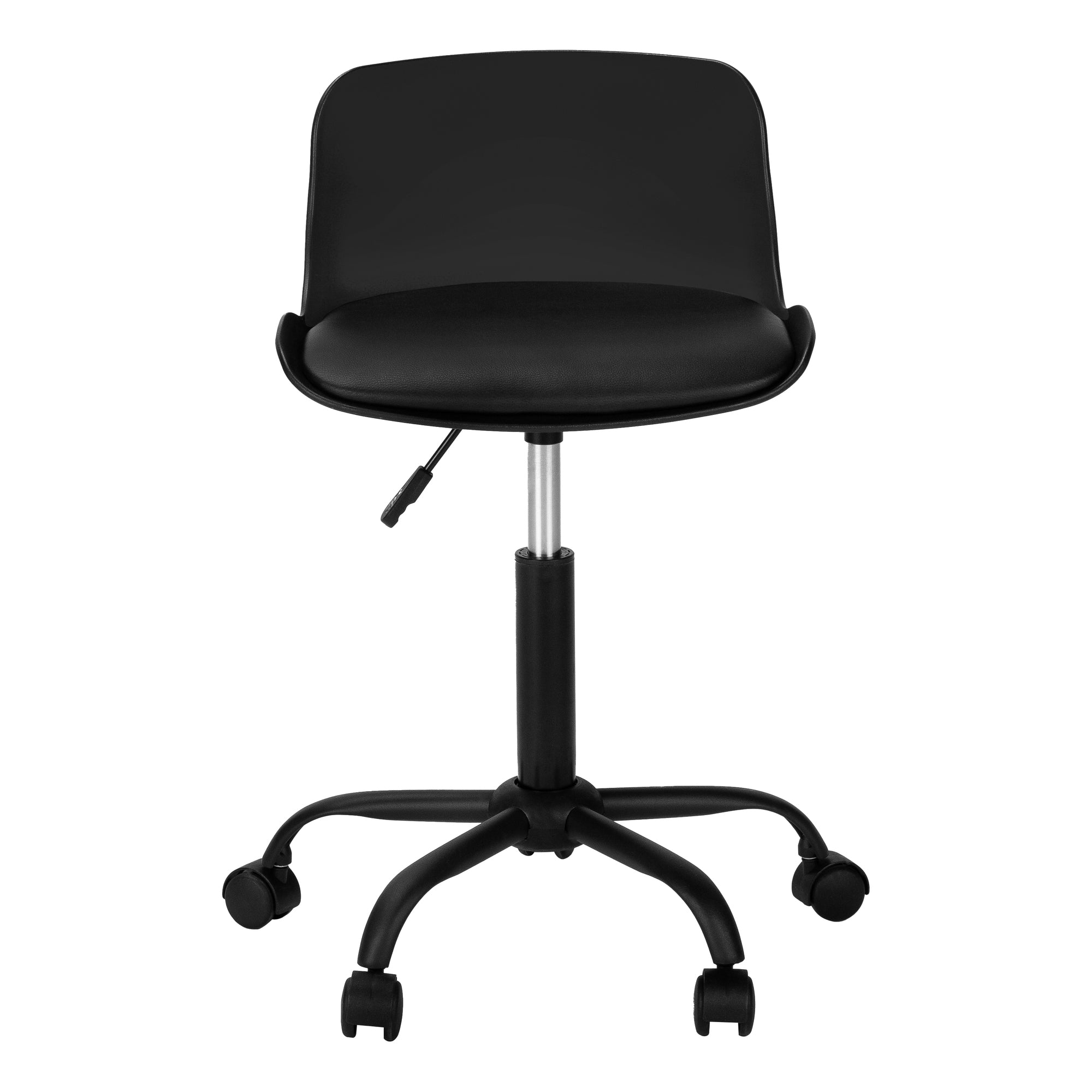 Office Chair, Adjustable Height, Swivel, Ergonomic, Computer Desk, Work, Juvenile, Black Leather Look, White Metal, Contempor