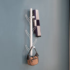 Vertical Eight Hook Coat Rack Wall Mount - White - Grand Goldman Shop