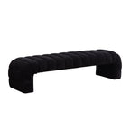 Modern Upholstered Armless Bed Bench with Channel Tufted Design in Black Chenille - Grand Goldman Shop