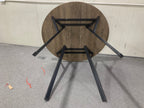 Modern Round Dining Table, Rustic Brown MDF Top with Black Metal Legs, 35.43 Inch Diameter for 2-4 People - Grand Goldman Shop