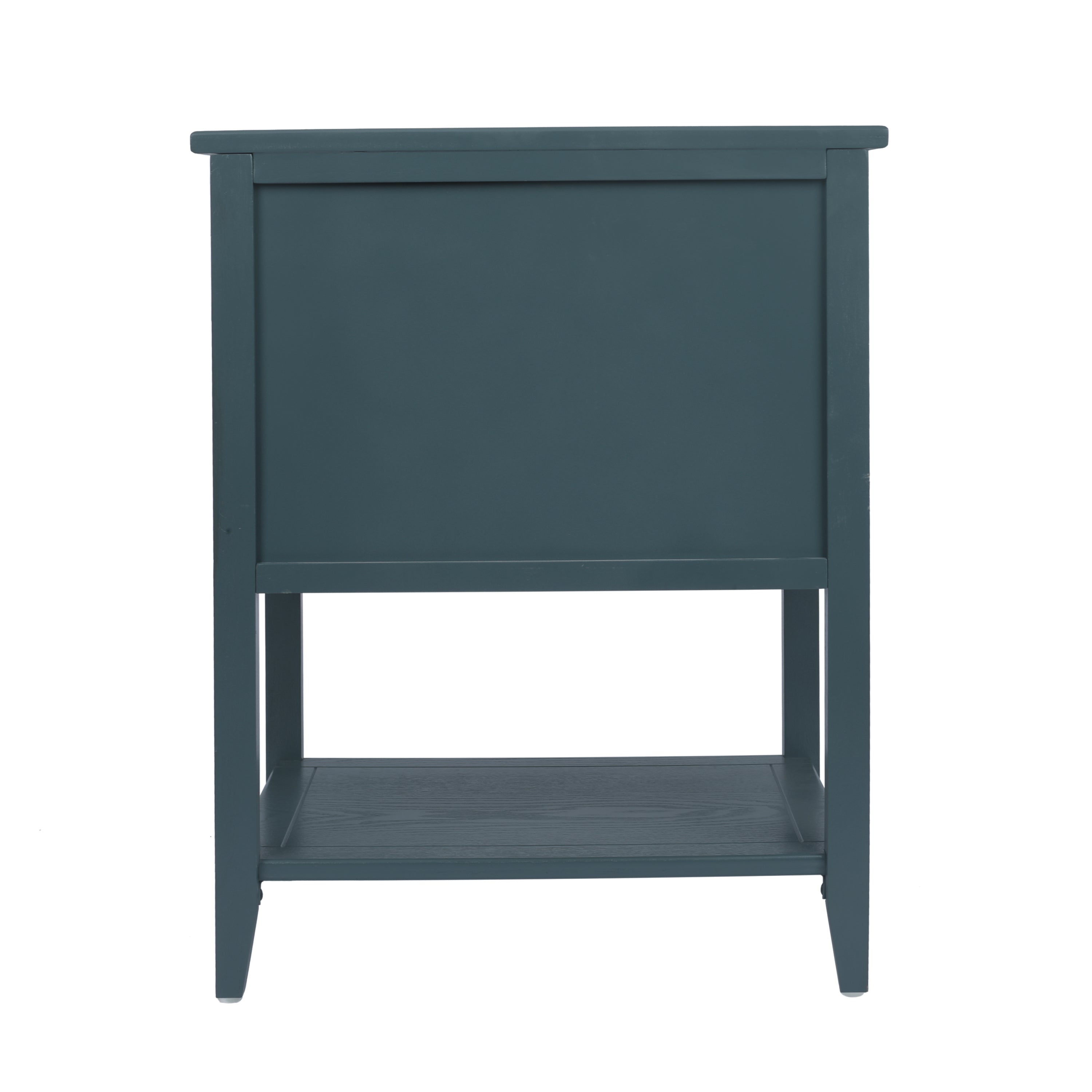 2-Drawer Side Table - Natural Rattan - End Table - Suitable for Bedroom, Living Room, or Study - Green MDF - Grand Goldman Shop