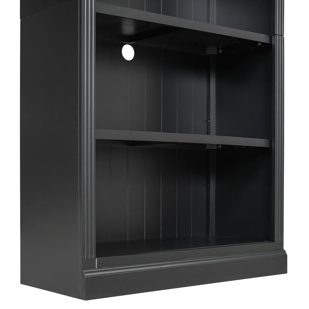 83' Tall Wood Bookcase Suite with light strip ,5-Tier Home Decor Bookcase Suite with Adjustable Shelves,Storage Organizer,Fre