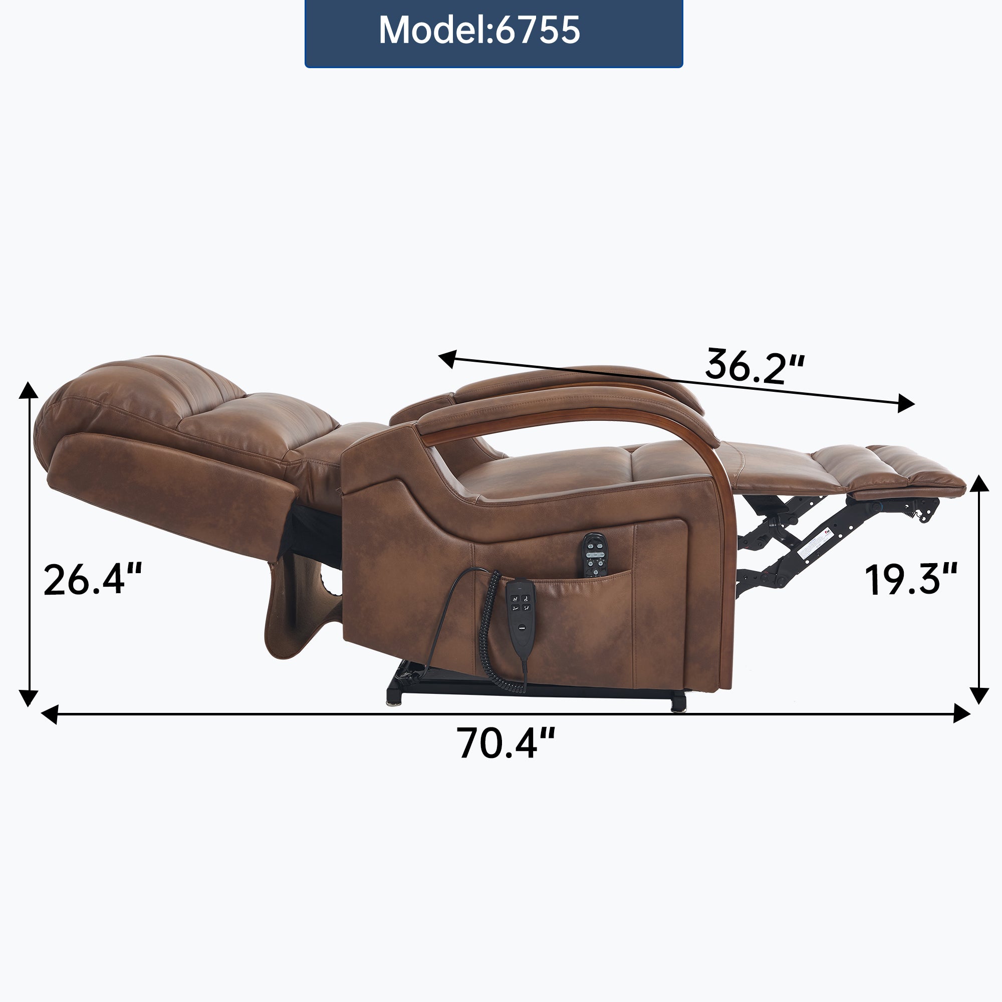 Power Brown Leatheraire Lift Recliner Chair Dual Motor Infinite Position Up to 350 LBS with Solid Wood Armrests, Heat Massage and Heavy Duty Motion Mechanism - Grand Goldman Shop