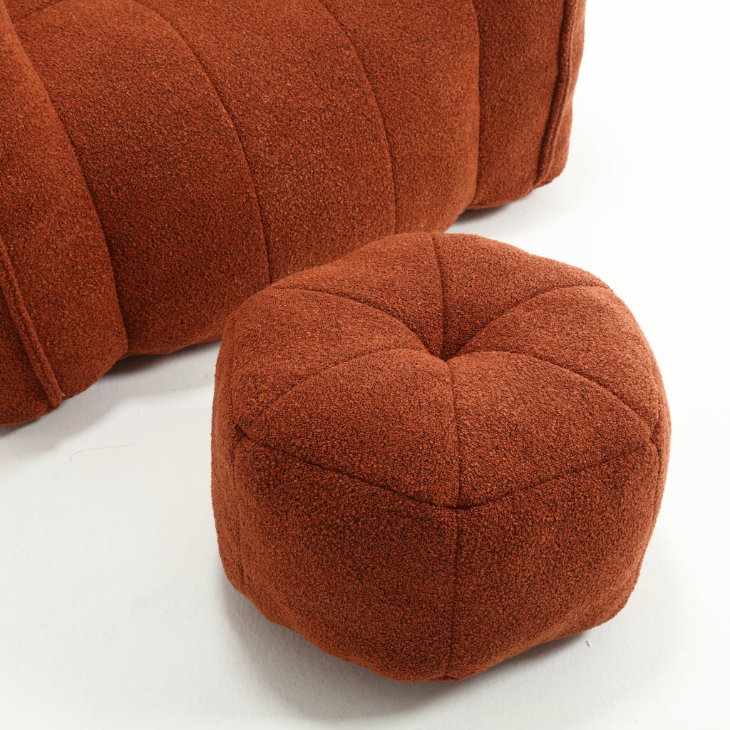 Soft Chenille Bean Bag Chair with High Resilient Foam for Living Room and Bedroom, Comfortable Square Lazy Sofa with Footstool for Adults - Grand Goldman Shop