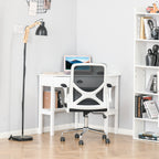 HOMCOM Corner Desk, Triangle Computer Desk with Drawer and Storage Shelves for Small Spaces, Home Office Workstation for Livi