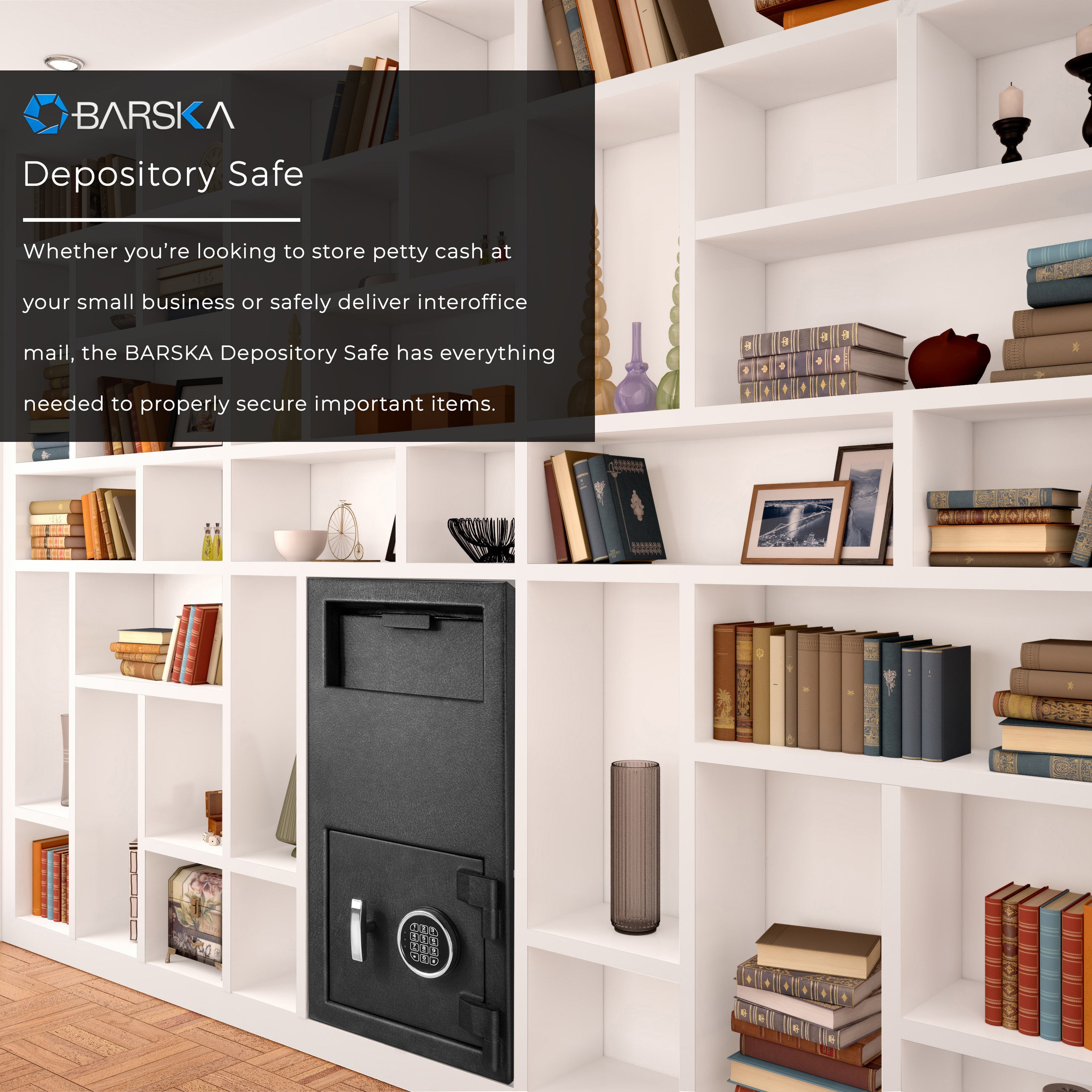 Black Steel Keypad Depository Safe with Anti-Fishing Baffles and Digital Lock, 1.72 Cu Ft | Premium Home Decor - Grand Goldma