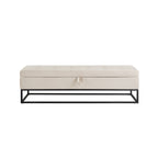 58.6' Bed Bench Metal Base with Storage Beige Velvet - Grand Goldman Shop