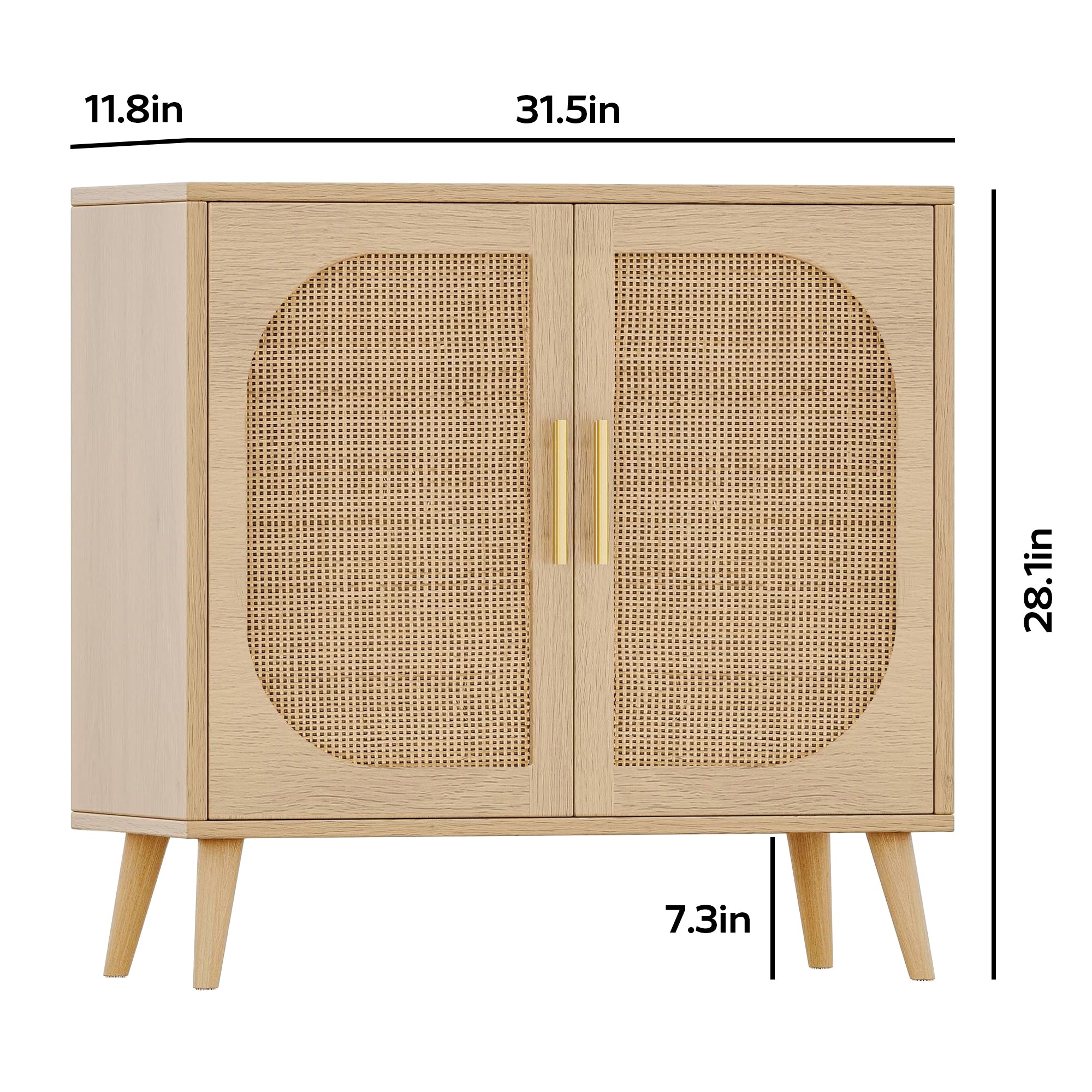 Buffet Cabinet with Storage,  Accent Bathroom Floor Cabinet,with Two Doors and 4 compartments forStorage,Cabinet with Solid Wood Feet,Sideboard Cabinet for Hallway, Entry, Living Room,(Natural Color) - Grand Goldman Shop