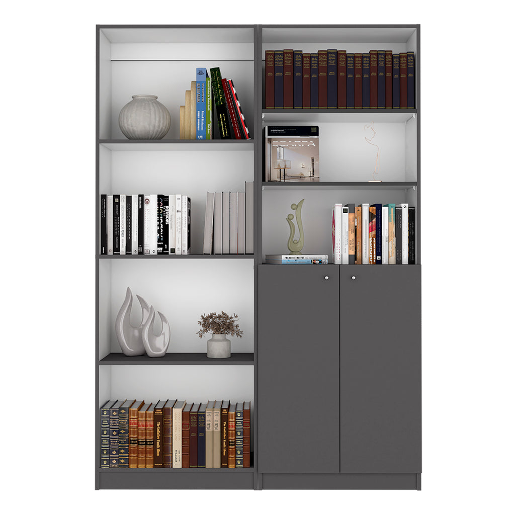 Dupree 2 Piece Home Bookcase set, 49' Wide with 9 Shelves ,  Living Room  Matt Gray / White - Grand Goldman