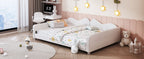 Full size Upholstered Daybed, Sherpa Fabric Sofabed with Cloud-Shaped Backrest, No Box-spring Needed, White(Old SKU: WF532069AAK) - Grand Goldman Shop