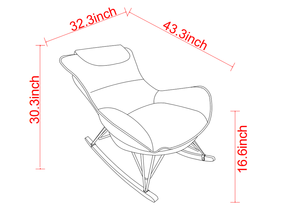 Leisure sofa single rocking chair, light luxury sofa chair, balcony leisure area single chair, comfortable and breathable characteristic chair, detachable and washable seat cushion (Color: Brown) - Grand Goldman Shop