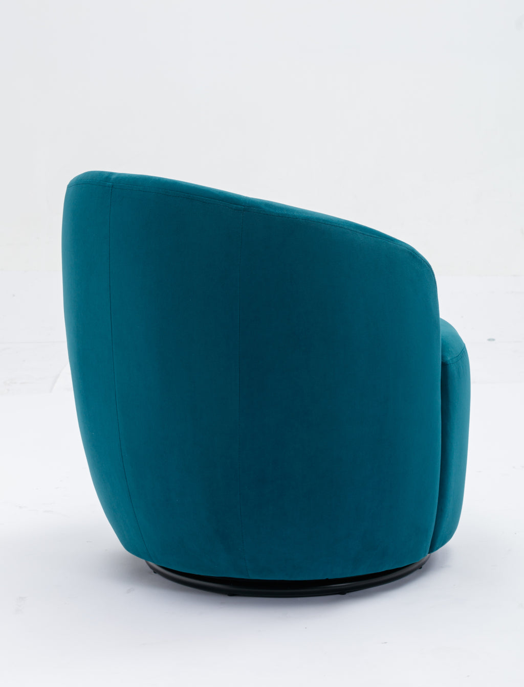 Velvet Fabric Swivel Accent Armchair Barrel Chair With Black Powder Coating Metal Ring,Teal - Grand Goldman Shop