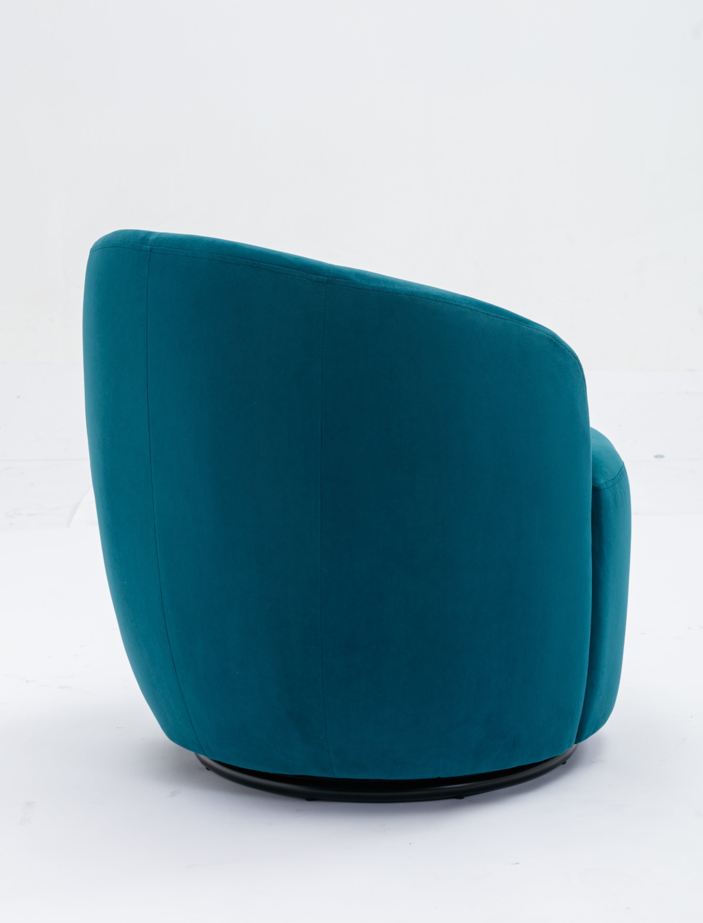 Velvet Fabric Swivel Accent Armchair Barrel Chair With Black Powder Coating Metal Ring,Teal - Grand Goldman Shop