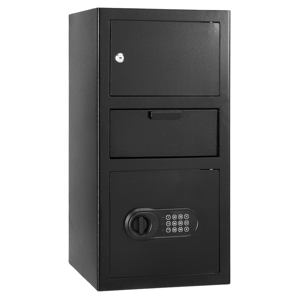 3.6 Cubic Feet Drop Safe, Large Capacity Front Drop Slot Safe Box with Digital Keypad, Heavy Duty 3 Tiers Cash Depository Box