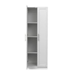 High wardrobe and kitchen cabinet with 2 doors and 3 partitions to separate 4 storage spaces, White - Grand Goldman Shop