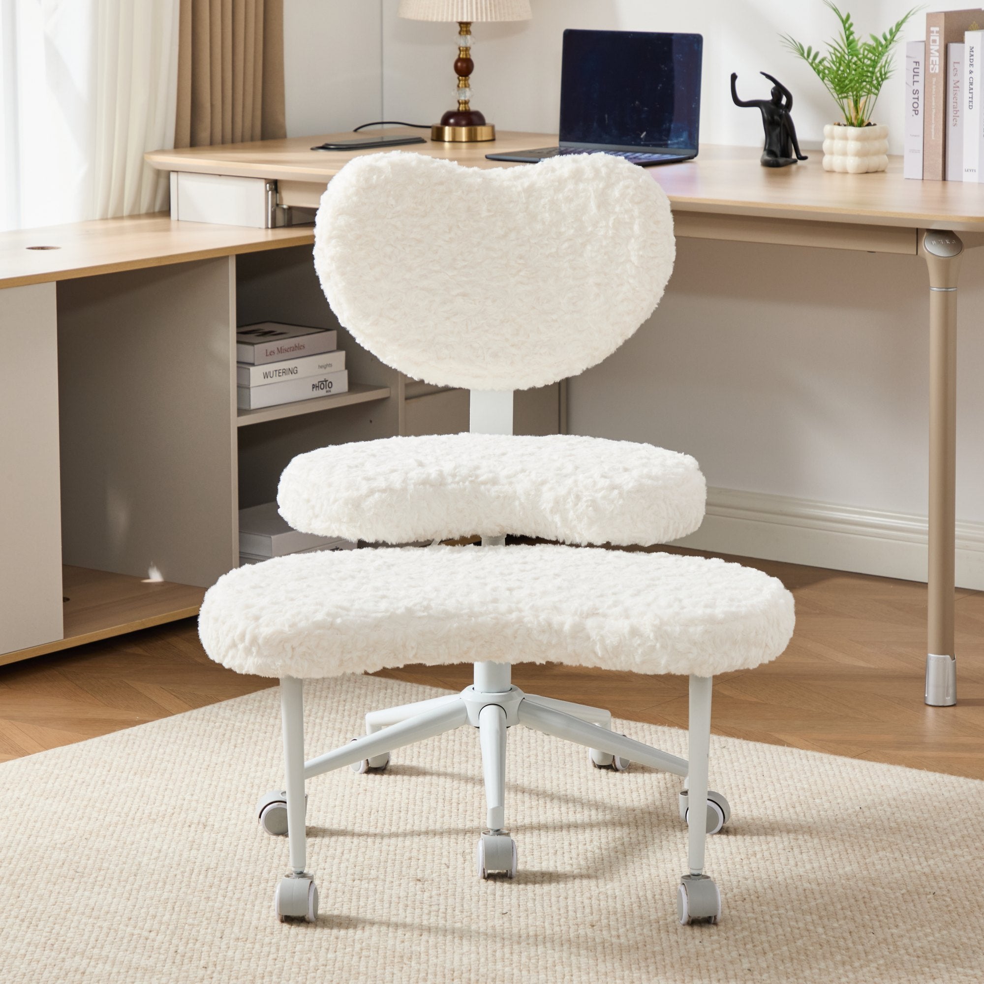 Artificial rabbit hair Meditation Chair Plus, Cross Legged Chair with Wheels, ADHD Chair, Criss Cross Desk Chair with Lumbar 
